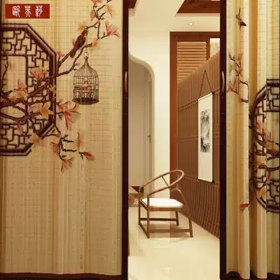 Customized bamboo sliding door partition sliding door Chinese retro home sunshade tea room living room push-pull folding door
