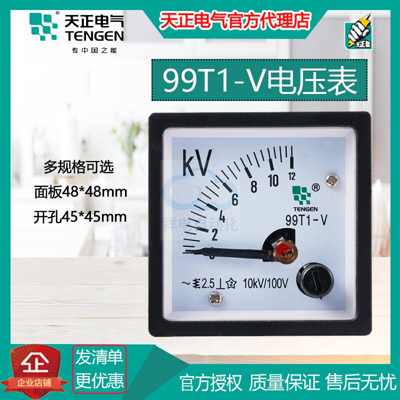 TENGEN Tianzheng 99T1-V pointer AC voltmeter 250 450 100V 10 12KV board meter