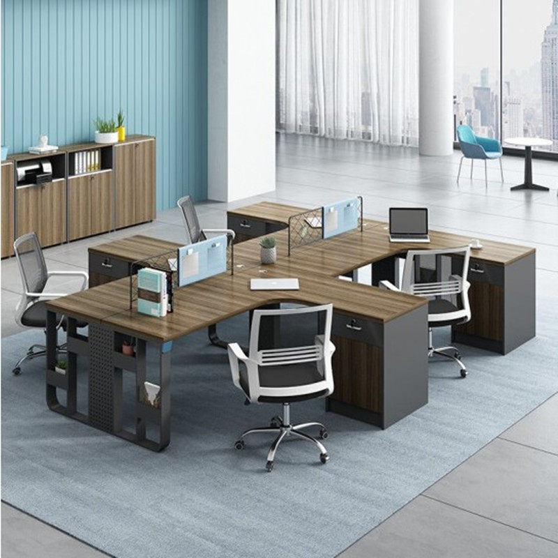 Desk four-person double staff corner computer table and chair combination simple modern card seat partition screen station