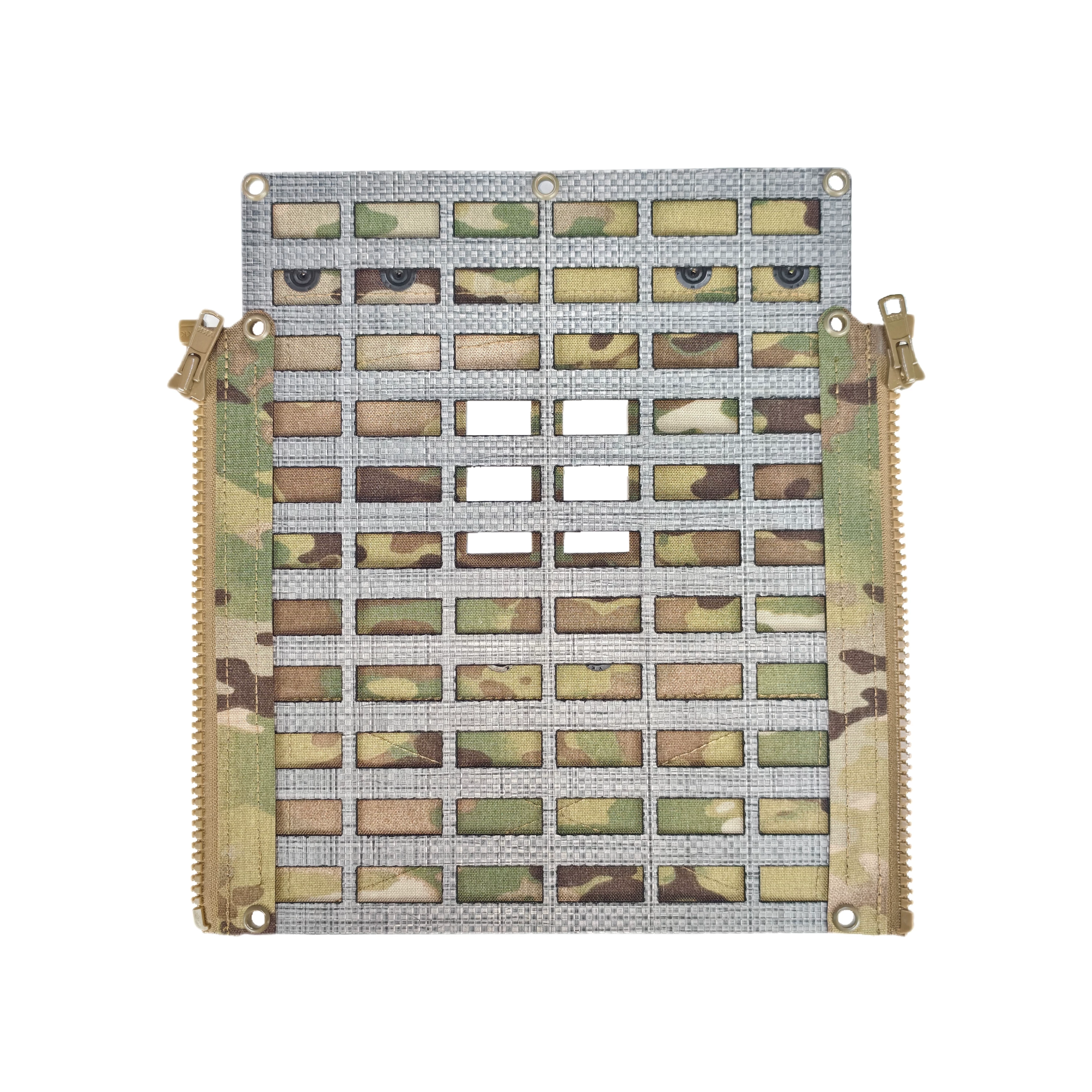 Vista de panel y sistema MOLLE para accesorios