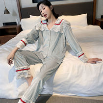 Autumn gold velvet pajamas female doll collar cute sweet long-sleeved trousers spring and autumn loose two-piece suit home service