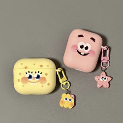 Airpods Pro 헤드폰 보호 케이스, 귀여운 만화 스타 Apple 헤드폰 케이스, AirPods 1/2세대 보호 케이스, Spongebob airpods 여성용 새로운 3세대 Bluetooth 헤드폰 케이스에 적합