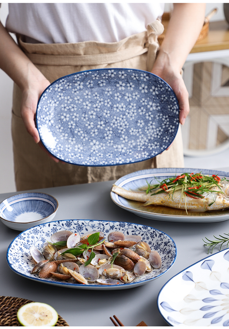 Yu Japanese ceramic plate of domestic large steamed fish, fish plate ltd. restaurant new fish plate web celebrity food dish