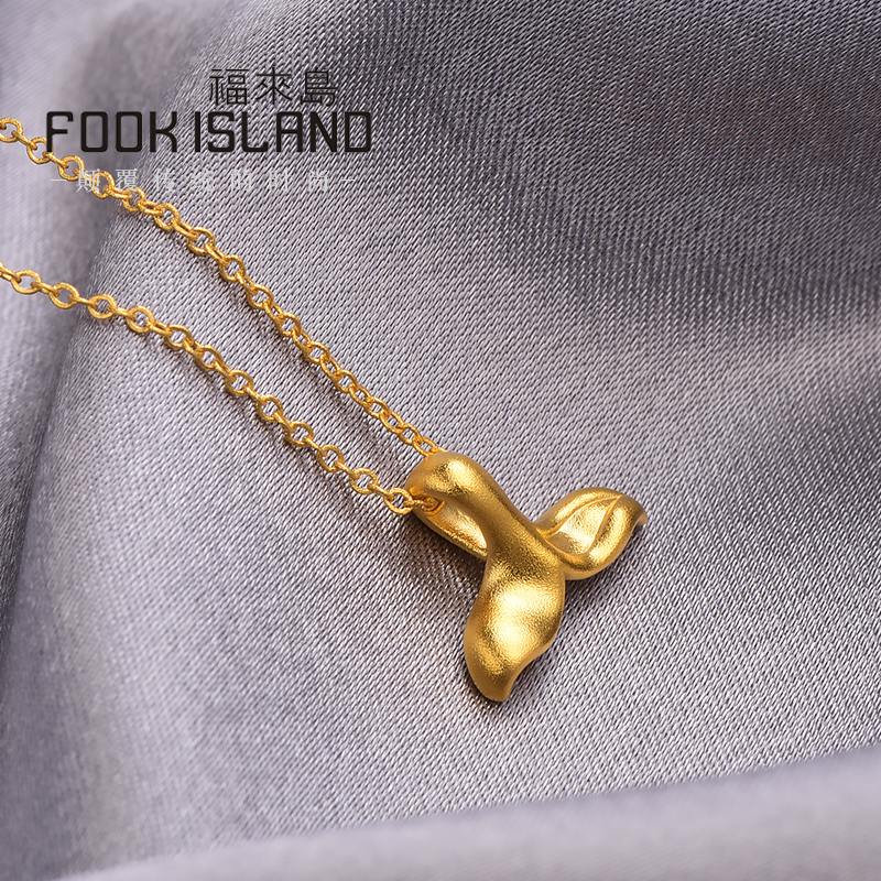 Fulai Island Gold Pendant Ancient Gold Dolphin Pendant 3D Hard Gold Fashion Fishtail Foot Gold 999 Necklace Pendant Female