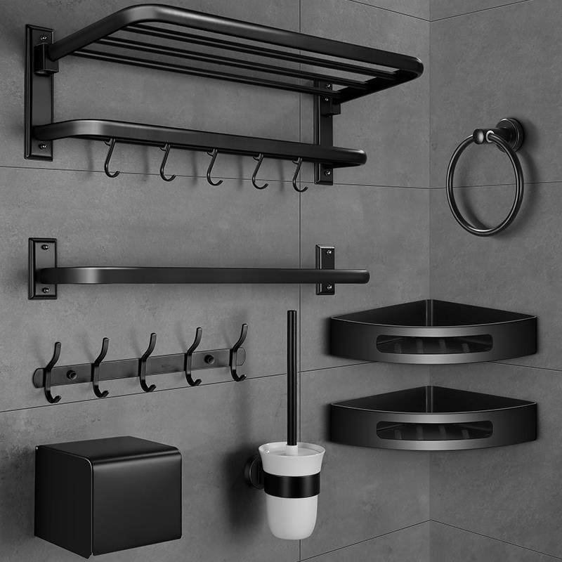Adapted Nine Shepherd Makeup Room Bathroom Towel Rack Stainless black bath towels Shelf Bathroom Hardware Pendant Cover