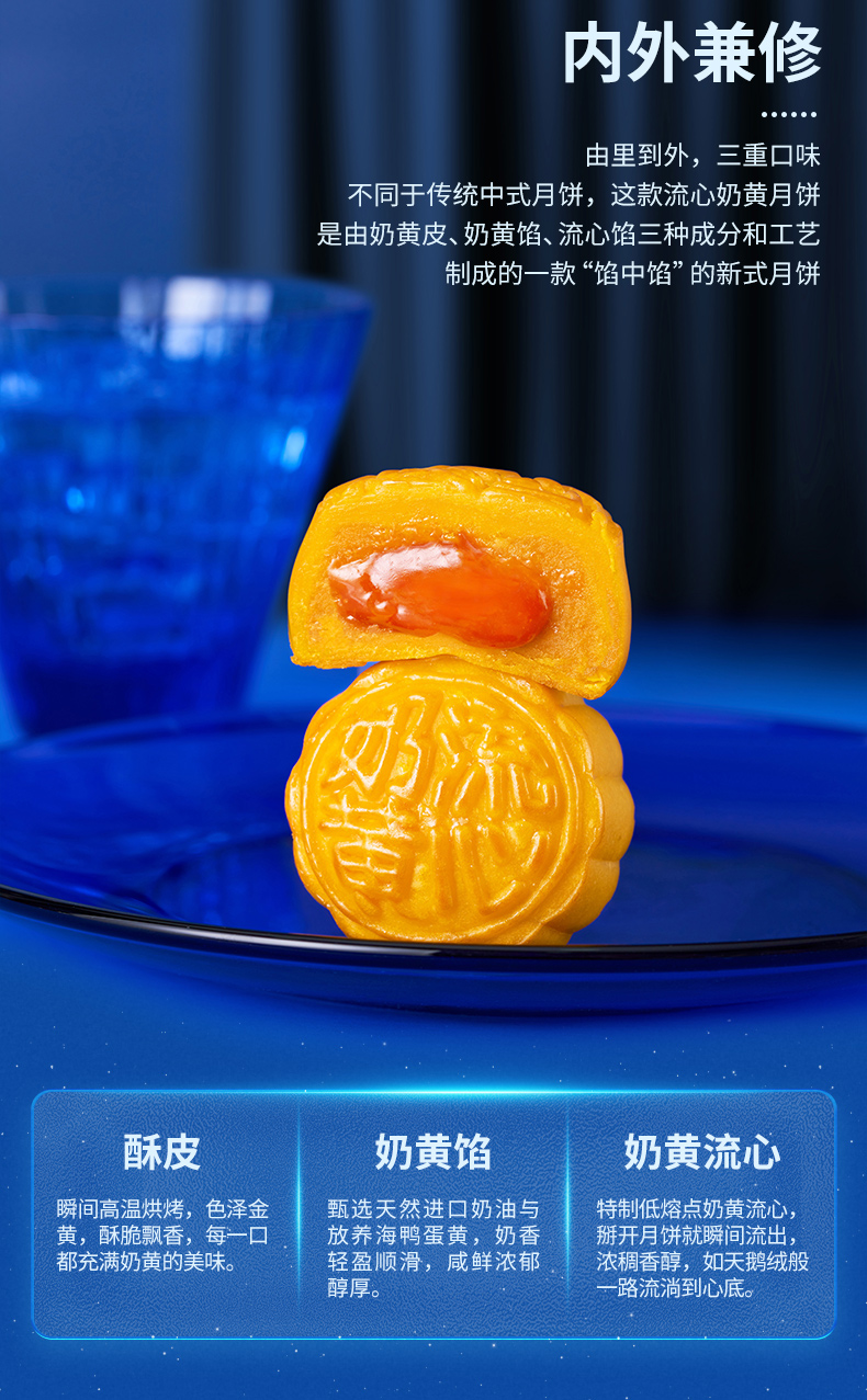 六合信 流心奶黄月饼礼盒 40g*6枚/240g礼盒装 图4