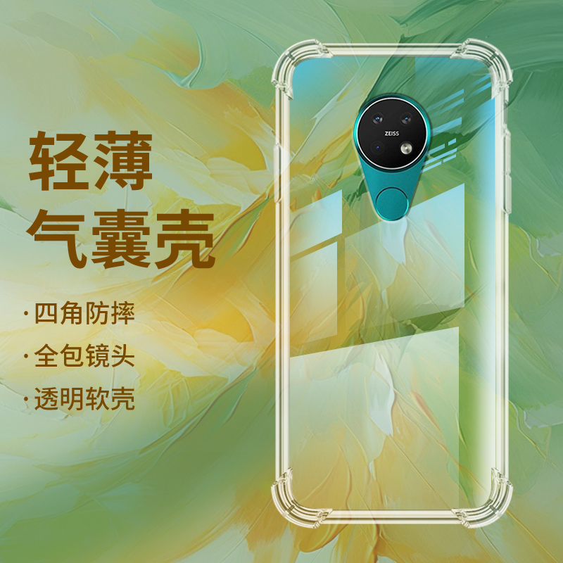 Suitable for Nokia 7.2 Airbag Case, Nokia 6.2 Phone Case, Nokia 7.2 Transparent Protective Case, Full Edge Protection, Four-Corner Anti-Drop Silicone, Stylish Lens Full Coverage, Unisex Simple Soft Case*