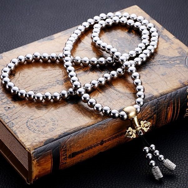 Girls self-defense artifact legal stainless steel self-defense beads pure copper weapons steel whip beads necklace car overweight