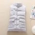 Thu đông 2018 phiên bản Hàn Quốc mới của áo vest cotton nữ cổ rộng bỏ túi đứng cổ áo không tay áo khoác dày ngựa - Áo vest Áo vest