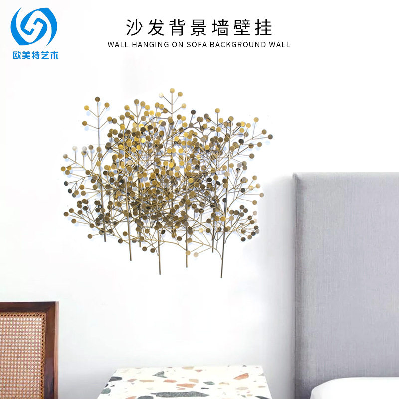 Wafer Leaf Creative Stainless Steel Wall-mounted Sofa Background Wall Hotel Lobby Wall Hung Like Decorative plate Room Tree