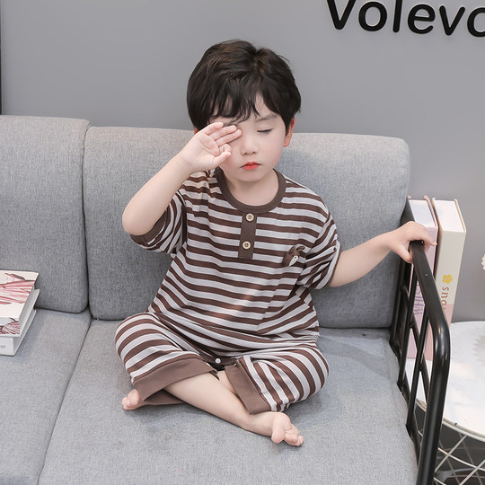 Boys summer pajamas modal striped bear