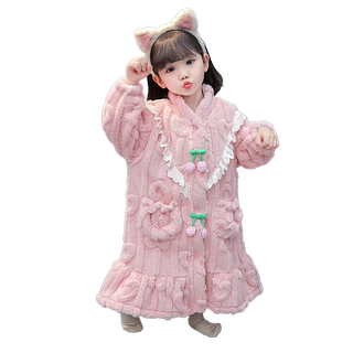 Girls and children's winter thickened bathrobe