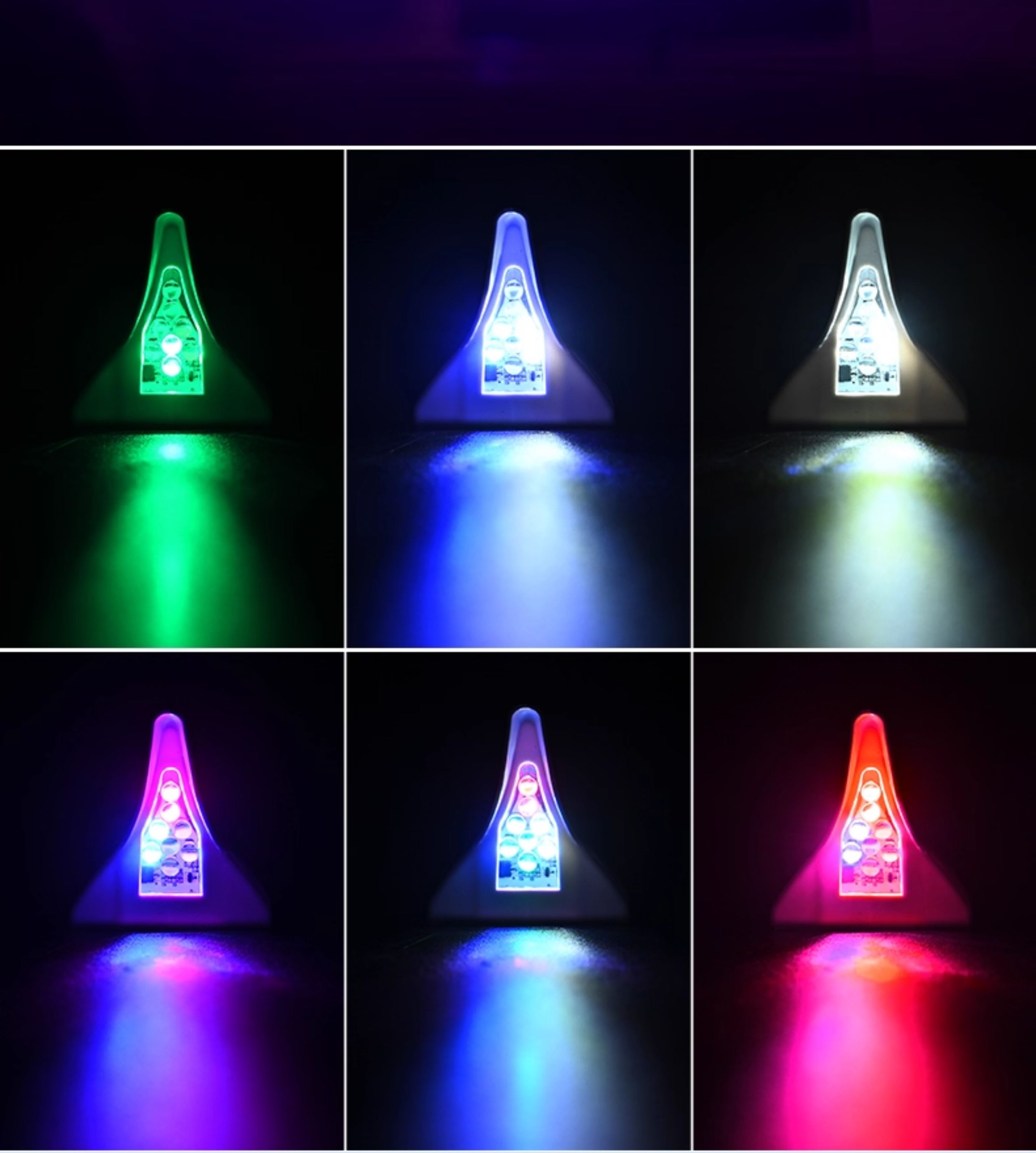 Car Solar Antenna Fin Light Universal Roof Anti-Rear Collision Warning Light Shark Fin Strobe Light Decoration