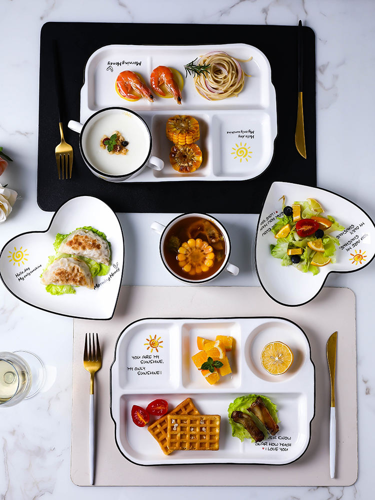 Ceramic white ipads China tableware frame plate one breakfast tray was baby food Ceramic tile plate 4 Japanese
