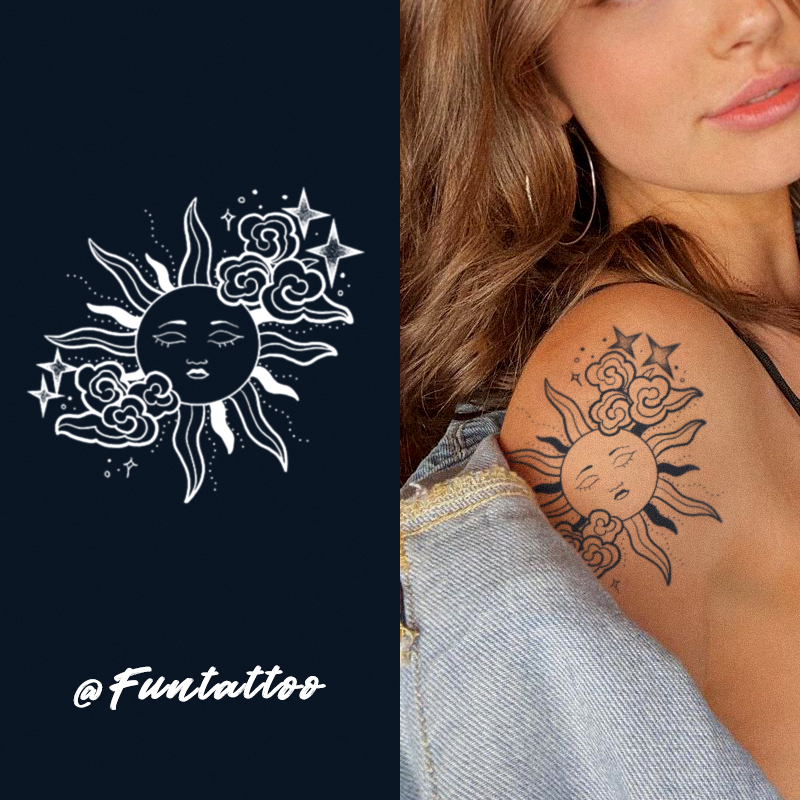 Fun Fun Grass Moto Tattoo Stick Juice Semi-permanent Not Reflective Big Picture Sungirl Waterproof Male Durable Sticker Emulation