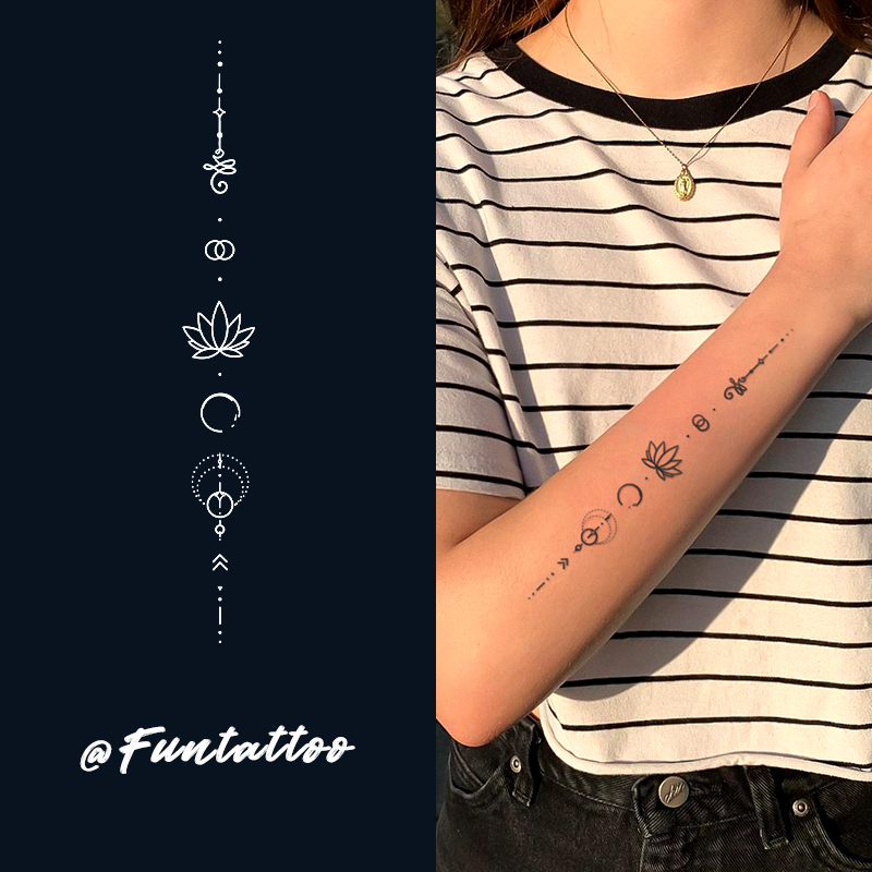 Fun Lotus Herbal Juice Tattoo Semi-permanent Sticker Waterproof Lasting Female Flower Pattern Tattoo