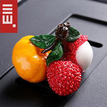 Creative color-changing lychee tea pet can raise tea to play boutique ornaments Zhaocai fruit personality tea plate ornaments New Peculiar