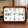 Household Desktop Perpetual Calendar Clock, Living Room Light Luxury Modern Table Clock Ornament with Calendar, Silent Desk Clock