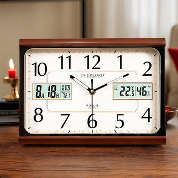 Household Desktop Perpetual Calendar Clock, Living Room Light Luxury Modern Table Clock Ornament with Calendar, Silent Desk Clock