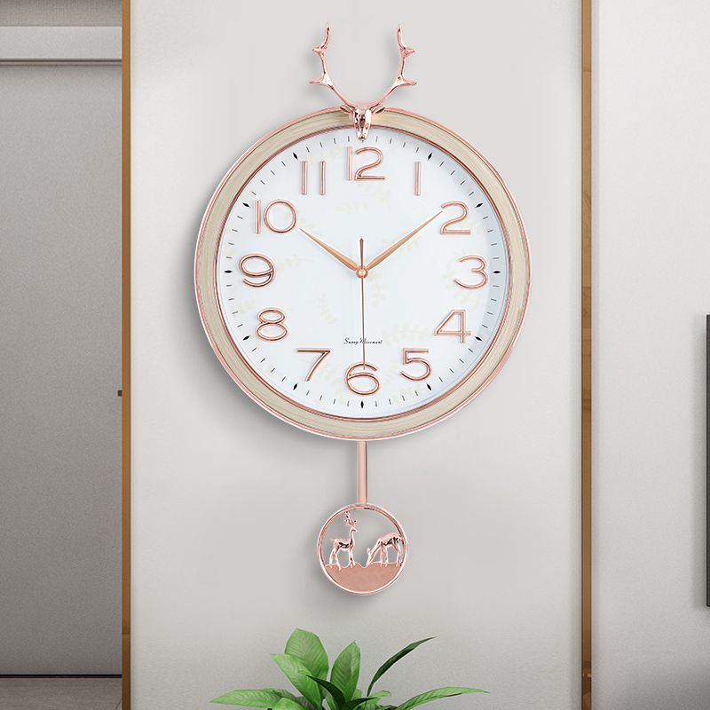 Nordic atmosphere wall clock living room home fashion light luxury free hole hanging modern simple creative wall clock watch
