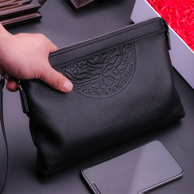 Handbag Male genuine leather handbag Handbag Men's Handbag Large Capacity Headlayer Bull Leather Envelope bag Leisure clip Boo-Taobao