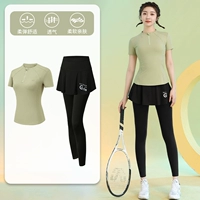 Зеленый комплект, юбка, короткий рукав