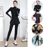 Черный комплект, черные штаны, одежда для йоги, спортивный костюм, 4 предмета, впитывает пот и запах