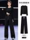 Badminton Suit for Women, Spring Long-Sleeved Top, Wide-Leg Pants, Casual Sportswear, Quick-Drying Clothing, Gym Running Clothing