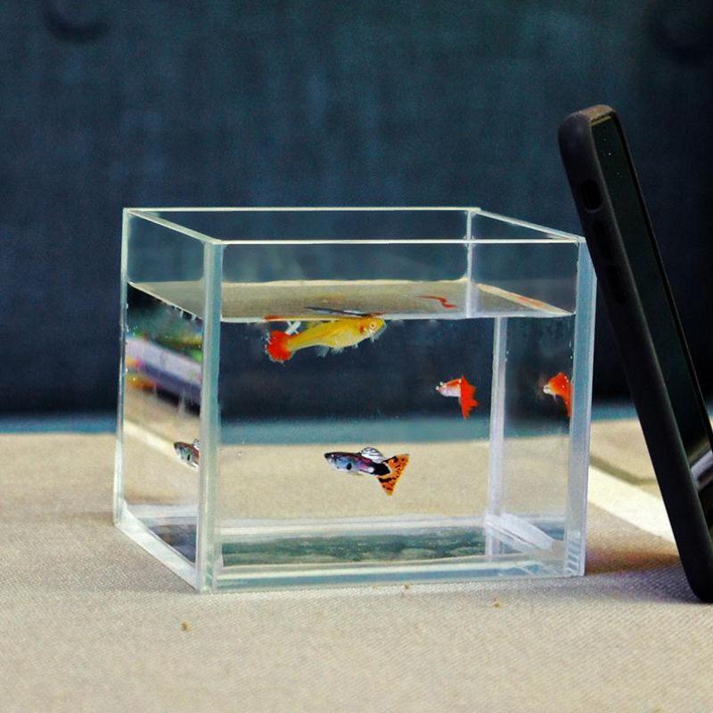 New ultra-white fish tank glass betta fish tank desk table living room ecological fish farming special small mini rectangle