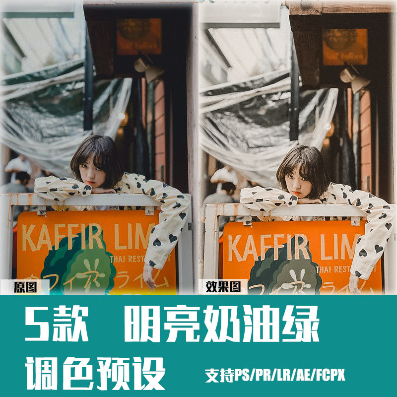 LR pre-set PS bright cream green in bright in bright cream shot mobile phone app filter color low full PR LUT