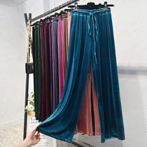 Korean version of autumn and winter thin high waist hanging gold velvet wide leg pants women loose straight tube wild mopping casual pants