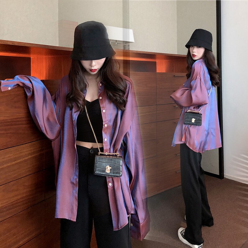High-End Purple Mermaid-Style Shirt Jacket for Women, Spring 2026 New Sun-Protective Clothing, Long-Sleeved Flowing Gauze Top High-End Purple Mermaid-Style Shirt Jacket for Women, Spring 2026 New Sun-Protective Clothing, Long-Sleeved Flowing Gauze Top