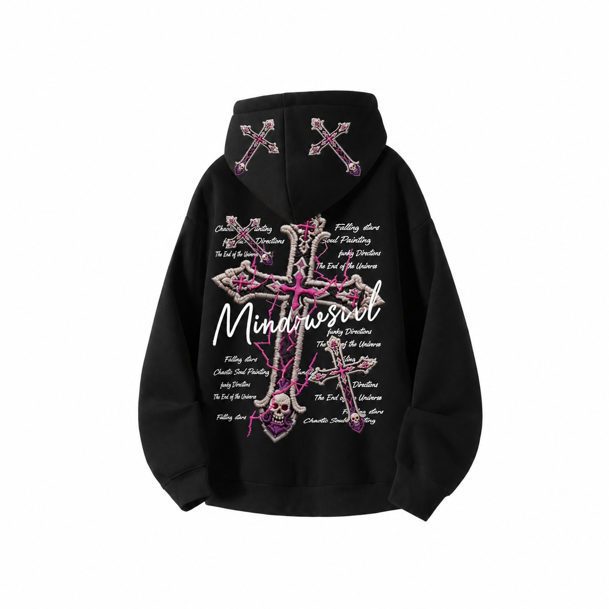 Hip-hop style letter cross print hooded sweatshirt, couple style, loose fit, warm pullover, versatile for everyday wear.