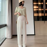 Шелковые штаны для беременных, тонкие леггинсы, летняя одежда для отдыха, оверсайз, по фигуре