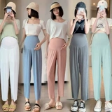 Шелковые штаны для беременных, тонкие леггинсы, летняя одежда для отдыха, оверсайз, по фигуре