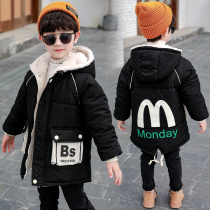 South Korean boy Korean version plus suede jacket 2021 Children foreign air thickened cotton clothes handsome winter pie overcomes cotton padded jacket