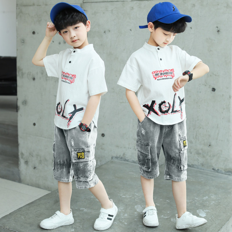 Korean children's clothing boys' summer suits 2022 new handsome middle-aged children's summer short-sleeved Western style Korean version two-piece suit