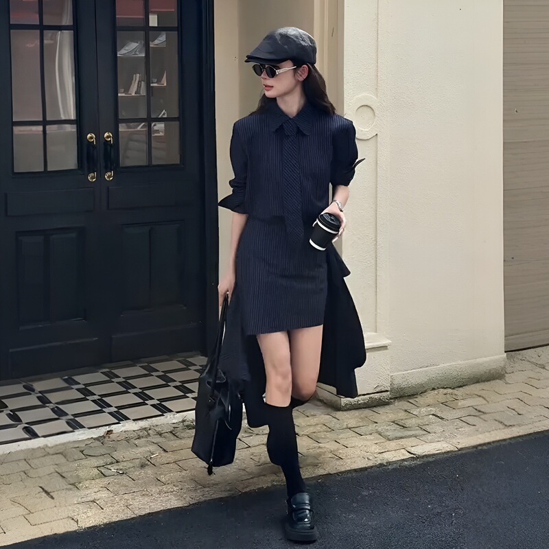 Xiaofa【Piaoxu】Pure Cotton Short Skirt for Women, Early Autumn 2026 New Style, Elegant and Fashionable Striped Irregular Skirt Xiaofa【Piaoxu】Pure Cotton Short Skirt for Women, Early Autumn 2026 New Style, Elegant and Fashionable Striped Irregular Skirt