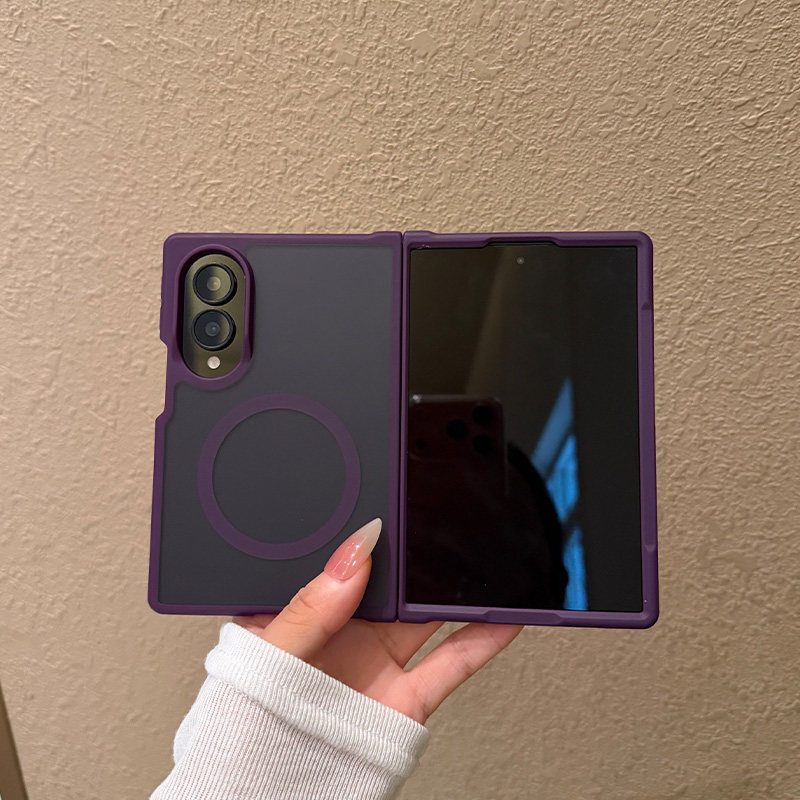 Suitable for Samsung Galaxy mobile phone case z-fold anti-fall new ultra folding protective case plus anti-fingerprint 5G simple case 6 magnetic suction 8 skin feel 7 frosted U purple green