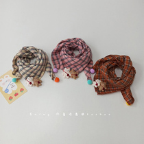 Backpack Bear Baby Scarf Autumn Winter Childrens Small Square Scarf Scarf Men and Women Baby 2024 New Warm Cotton