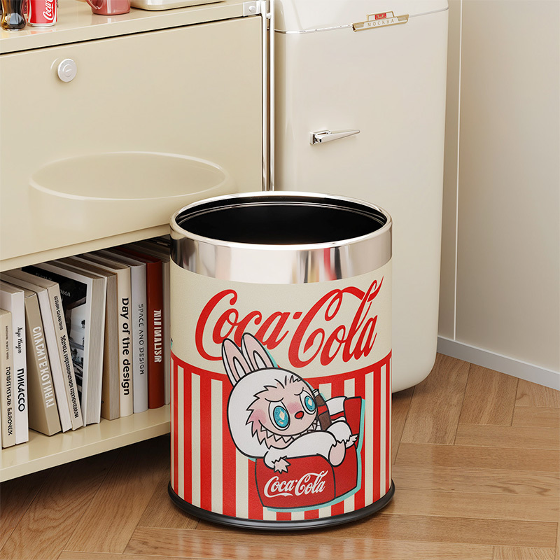 Fun Cola Labubu Trash Can for Home Use 2025 New Model Bathroom Waste Basket Living Room Sanitary Bin Large Capacity Fun Cola Labubu Trash Can for Home Use 2025 New Model Bathroom Waste Basket Living Room Sanitary Bin Large Capacity