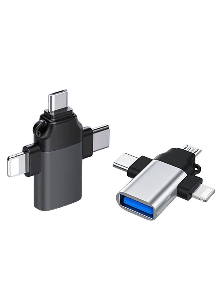 Ailek Otg Adapter Three-In-One Mobile Phone USB Flash Drive Converter Usb3.0 Data Transfer Cable Multi-Functional Universal Compatible with Apple iPhone Android Type-C Huawei Reading Connection iPad