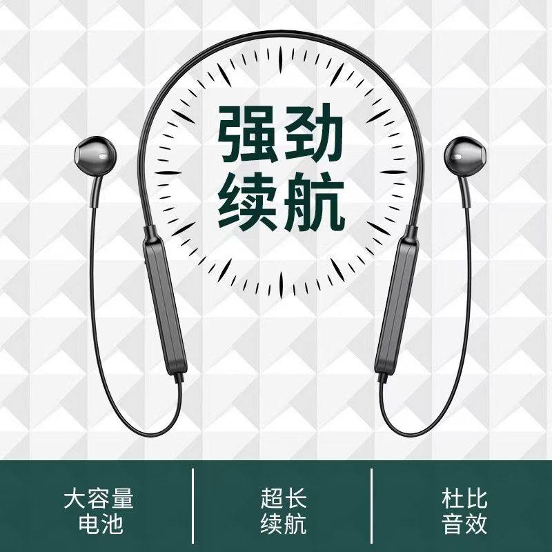 Neckband Bluetooth Earphones, Neck-Mounted Wireless Sports Earphones, Magnetic Running Semi-In-Ear Earphones, Universal for Mobile Phones, Ultra-Long Standby