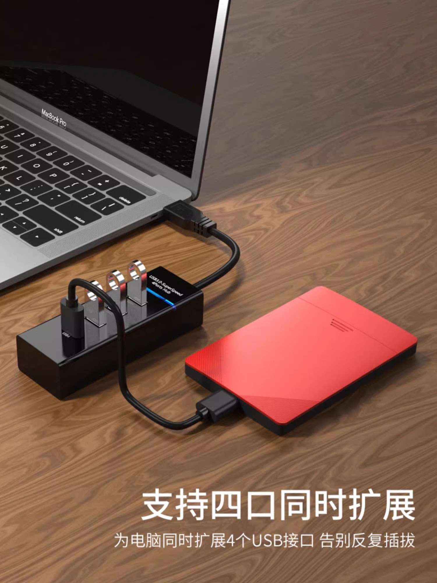 USB 3.0 Hub Splitter for Laptop, Multifunctional External Mouse and Keyboard, USB Flash Drive Expansion Dock, USB Hub with Multiple Ports, Type-C