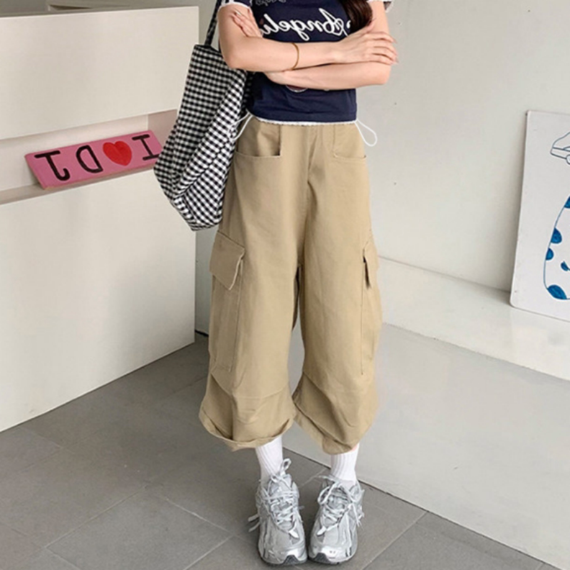 Maternity Petite Khaki Vintage Pleated Workwear Wide-Leg Pants Summer Thin Loose Slimming Straight Cropped Pants Maternity Petite Khaki Vintage Pleated Workwear Wide-Leg Pants Summer Thin Loose Slimming Straight Cropped Pants