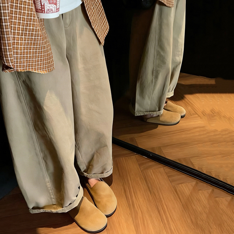Pregnant Women Petite Korean Style Khaki Wide-Leg Pants Summer New Casual Loose Slimming Cropped Cargo Pants Trendy