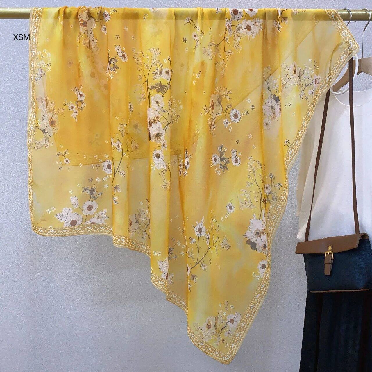 【ゴールデンブリーズ＆ジェイドデュー 110*110】春の新作：シルクコットン大判スカーフ、柔らかく肌に優しい日焼け止めショール