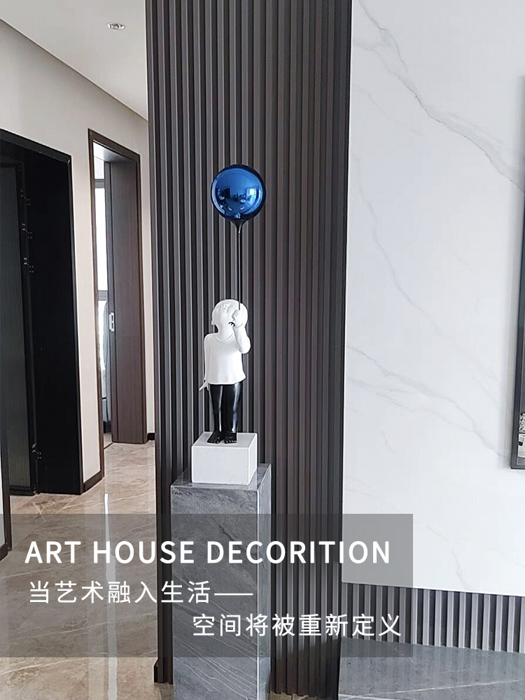 Modern minimalist European-style red balloon boy portrait decoration sculpture model house sales office soft decorations