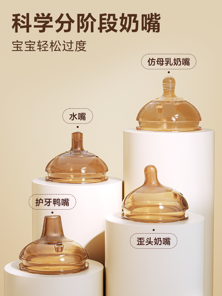 Eggbaby Flip-Top Bottle Nipple Straw Cup Kidsren's Milk Wide Diameter Drop-Resistant Anti-Choking Bottle Accessories Nipple