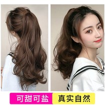 Wig ponytail big curly hair female big wave natural realistic ponytail curly hair big wave pear flower roll ponytail strap